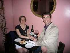 Enjoying wine and cheese